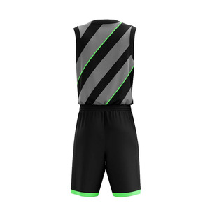 Conjunto de Uniforme de Baloncesto sin Mangas con Cuello en V, Sublimado, con Franjas, que Absorbe la Humedad, Uniforme de Baloncesto Personalizado para Adultos - Product Image 4