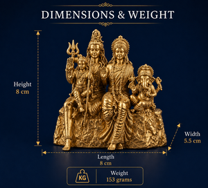 Estatua de Shiv Parivar de Latón Puro de Jaipur Metals |   Diseño Tradicional Hecho a Mano |   Regalo Religioso para Decoración del Hogar |   8x5.5x8cm 153g - Product Image 3