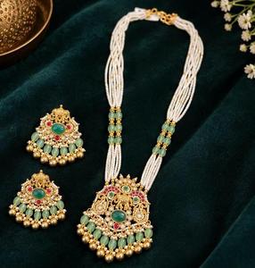 Conjunto de Collar y Aretes TISHYA DIAMOND, Chapado en Oro Étnico con Moissanita, Diseño Floral con Perlas de Imitación, para Mujer, Joyería de Boda - Product Image 3
