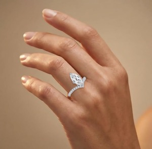 แหวนวงเชฟรอนประดับเพชรทรงรี 10K โรสโกลด์สุดหรู 3.38 กะรัต - Product Image 3