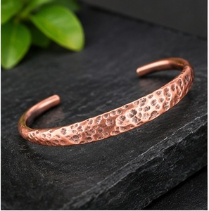Copper Flat Cuff Bracelet Handcrafted Solid Copper Bangle Wholesale Modern Men's Solid Copper Wide Flat Cuff Bracelet Minimalist - Product Image 4
