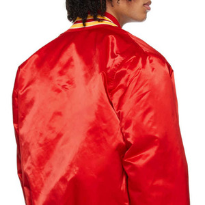<b>Mens</b> Shiny Satin College Style Bomber <b>Jacket</b> <b>Lightweight</b> Casual Outerwear Ribbed Collar Winter Front Customizable Design High - Product Image 6