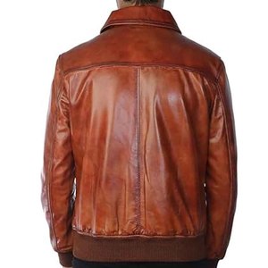 Chaqueta Bomber de Cuero para Hombre de Alta Calidad, Piel de Oveja Genuina, Abrigo Casual de Invierno con Dobladillo Acanalado, Moda Urbana - Product Image 5