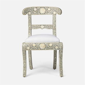 Designer Bone Inlay Wooden Chair With Artistic Pattern Finish For Stylish Bedroom And Lounge Setup - Product Image 3