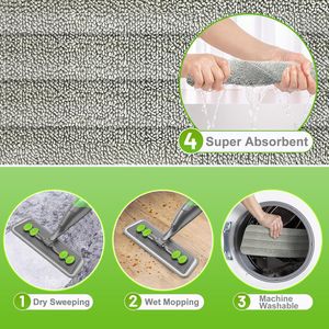 Mop Piatto in Microfibra per Pulizia a Secco e Umido con 3 Tamponi Lavabili e Spruzzatore per Pavimenti in Legno Duro, Compatibile con Swiffer - Product Image 2