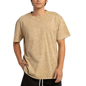 T-shirt en coton uni surdimensionné pour homme, décontracté, à manches courtes, respirant, haut d'été, tricoté, teint uni - Product Image 2