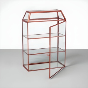 Wholesale Rose Gold Modern Luxury <b>Storage</b> and Organizer Glass <b>Box</b> <b>Mini</b> Cabinet for Jewelry and Cosmetics - Product Image 1