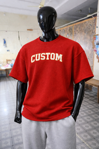 T-shirt surdimensionné en maille gaufrée avec logo personnalisé pour homme, épaules tombantes, streetwear, coton texturé, t-shirt vierge de haute qualité, OEM ODM - Product Image 2