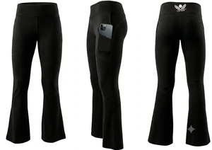 Women High Waist <b>Flare</b> Yoga <b>Leggings</b> Breathable Stretch Workout Pants with Pocket Casual Gym Trousers - Product Image 3