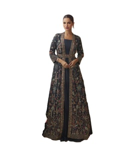 Modest Embroidery Work Polyester Chinon Women Party Evening Spring Autumn Floor Length <b>Dress</b> Middle East <b>Long</b> Sleeves Arabic - Product Image 1