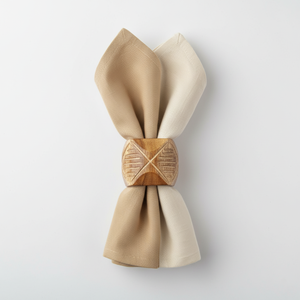 Hand Carved Wooden Napkin <b>Ring</b> Europe Geometric Leaf Pattern Eco-Friendly Natural Finish Handmade Table Decor Wedding Dining - Product Image 6
