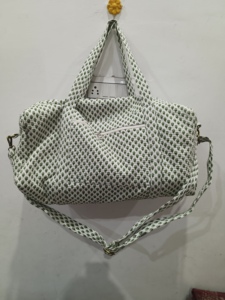Handmade Manufacturer Quilted <b>Patchwork</b> Duffle Tote Shoulder Blue <b>Bag</b> Cotton Eco Friendly Travel Yoga Shopping Beach Boho Zipper - Product Image 1