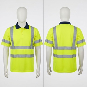 เสื้อโปโลทำงานแบบมองเห็นได้ชัดเจน 180 GSM โพลีเอสเตอร์ สีเหลืองกรมท่า แถบสะท้อนแสง ชุดยูนิฟอร์มนิรภัย รับสกรีนโลโก้ ชุดทำงาน - Product Image 3