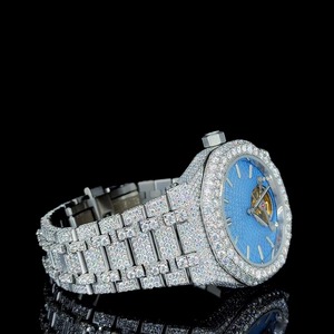 นาฬิกาข้อมือสแตนเลสสตีลทรง Tonneau หน้าปัดสีน้ำเงิน ระบบกลไก Tourbillon กระจกแซฟไฟร์ ตัวล็อคแบบพับได้ ขนาด 41 มม. ราคาแพง สำหรับทั้งชายและหญิง - Product Image 2