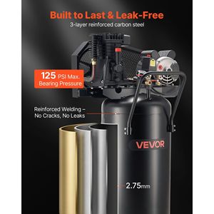 Compresor de Aire Portátil de 2HP, 5.3SCFM, 90PSI, Tanque de 30 Galones, Lubricado con Aceite, Máx. 125PSI, Compresores de Neumáticos con Ruedas Portátiles - Product Image 5