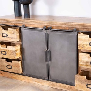 Vandana Crystal Legacy-style <b>sideboard</b> in solid wood and metal Haden - Product Image 4