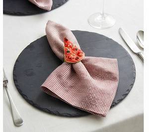 Nouveauté : Anneaux de serviette en bois en forme de tranches de pizza rouges, décor de table sur le thème alimentaire pour fêtes et repas - Product Image 6