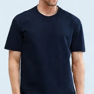 Camiseta de Manga Corta para Hombre 2026, Color Azul Claro, Cuello Redondo, 100% Algodón, Corte Regular, Color Sólido, Tejido de Punto, Teñido Liso, ODM OEM - Product Image 2