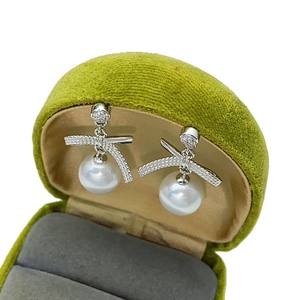 Pendientes Colgantes de Plata S925 con Perlas de Agua Dulce Grandes de 9-10 mm, Accesorio de Moda Personalizado Famoso en Internet - Product Image 5