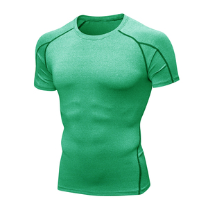 T-shirt de sport moulant pour homme avec logo personnalisé, idéal pour la musculation, le fitness et l'entraînement, séchage rapide, compression, haut de sport pour homme - Product Image 1