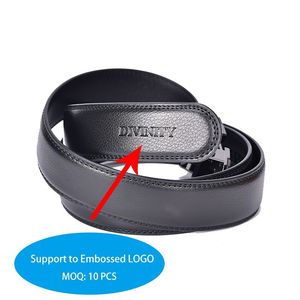 Cinturones de Cuero Genuino de Alta Calidad con Hebilla Automática de Acero para Hombre, Correa Sólida Informal, con Logotipo Personalizado - Product Image 3