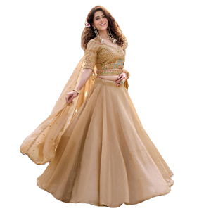 Lehenga Choli Moderno de Seda Crujiente con Lentejuelas y Bordado de Hilo, de Secado Rápido, para Bodas, Incluye Dupatta - Product Image 1