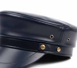 OEM Genuine Cowhide Leather Fashion <b>Cap</b> – Adjustable Curved Brim Leather Headwear - Product Image 4