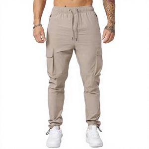 <b>Men's</b> Black Cargo Jogger Pants Drawstring <b>Elastic</b> <b>Waist</b> Jogger <b>Trousers</b> <b>with</b> Pocket for Casual Outdoor Wear - Product Image 5