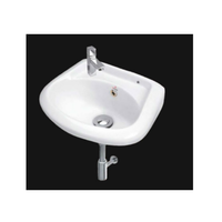 Lavabo mural en céramique moderne de haute qualité pour salle de bain, avec drain, certifié ISO9001, facile à nettoyer, résistant à l'eau