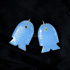 จี้ปลาแคลซิโดนีสีน้ำเงิน AAA เงินแท้ 925 สร้อยคอพลอยทำมือ แกะสลักด้วยมือ คริสตัลบำบัด เครื่องประดับแฟชั่นสุดหรู - Product Image 4