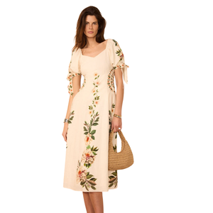 Vestido midi estampado con cuello en V para mujer, vestido de fiesta con corte en A - Product Image 3