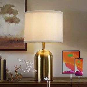 Modern Luxury Gold Touch Control <b>Table</b> Lamp USB Charging Port Dimmable LED Nightlight <b>Bedside</b> Bedroom Living Room Decor - Product Image 5