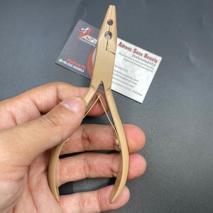 Two Hole Micro <b>Beads</b> Pressing Hair <b>Extension</b> Pliers Light Brown Stainless Steel Custom Logo Hair <b>Extension</b> Tools - Product Image 5