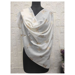 Estolas de Lana Fina Premium con Estampado Metálico para Mujer, 70x200 cm, Chal Elegante, Suave y Cálido de Lujo, 80% Lana Fina, 20% Seda, Ligero - Product Image 5