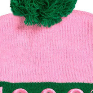 Gorro de Punto Personalizado Rosa y Verde con Letras AKA Bordadas y Diseño de Escudo, Gorro de Invierno con Pompón, Modelo 1908, Casual para Exteriores - Product Image 5