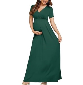 Breathable Half Sleeves Chiffon Spandex Maternity <b>Dress</b> Floor-Length Casual Skinny <b>Loose</b> Fit Woman Breast Feeding Elegant <b>Dress</b> - Product Image 6