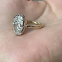 Anillo de compromiso y boda victoriano georgiano de 3 quilates con diamante ovalado cultivado en laboratorio, certificado IGI, oro amarillo de 18k, corte de lujo, engaste tipo botón, envío gratis