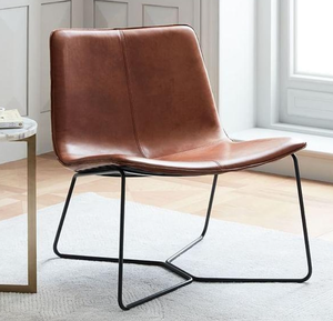 Silla Moderna de Cuero para Sala de Estar, Estructura Metálica, Respaldo Sólido, Diseño Ergonómico, Estilo Minimalista, Muebles para el Hogar - Product Image 4