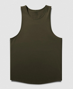 Camiseta sin Mangas de Punto Sólido Verde Oliva para Hombre, Estilo Casual, Precio Económico, Transpirable, MOQ Bajo, Venta Caliente 2026 - Product Image 1
