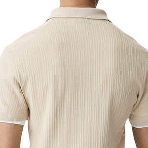 Polo de Punto Texturizado de Corte Ajustado para Hombre, Camiseta de Manga Corta con Cuello, Suave y Transpirable, Informal, con Logotipo Personalizado, OEM, ODM, Premium - Product Image 4
