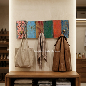 Perchero de Pared de Madera con 3 Ganchos, Estilo Rústico, Antiguo y Vintage, Hecho a Mano, Ecológico y Duradero, para Colgar Abrigos y Llaves - Product Image 3