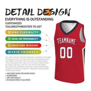 Maillots de basket-ball d'été personnalisés imprimés par sublimation, légers, respirants, 100% polyester, sans manches, antibactériens - Product Image 4