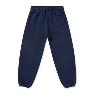 Men's Dark Blue Fleece Sweatpants Elastic Waist Casual <b>Joggers</b> with Pockets Breathable <b>Polyester</b>/Cotton Lightweight Winter Wear - Product Image 3