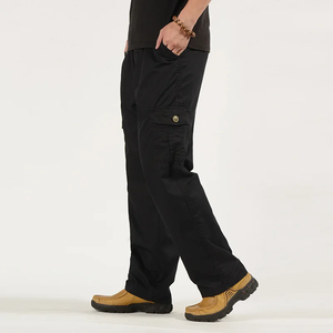 Pantalones Cargo Rectos Cómodos Lisos Teñidos Personalizados al por Mayor para Hombre, Pantalones Casuales de Algodón Antiarrugas con 6 Bolsillos, Diseño Personalizado - Product Image 3