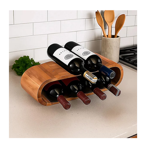 Support à bouteilles de vin en bois, accessoire de bar rustique, porte-bouteilles en bois pour la cuisine et les fêtes - Product Image 1