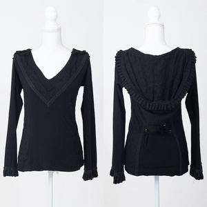 Sudadera con Capucha de Algodón con Volantes de Encaje para Mujer, Estilo Bohemio Victoriano, Top Ligero para Festival, Camisa Romántica de Estilo Éterico y de Hada - Product Image 3