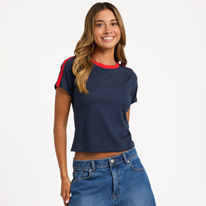 Camiseta Corta de Algodón con Estampado Gráfico para Mujer, Corte Regular, Estilo Urbano, Calidad Premium, Mangas Cortas - Product Image 5