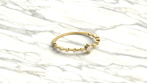 Vintage 18K Gold Delicate <b>Diamond</b> <b>Ring</b> Alternating Bezel Stacking Band Round <b>Diamonds</b> Promise <b>Ring</b> for Women Fine Jewelry Gift - Product Image 3