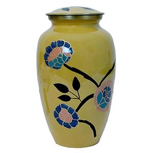 Urne funéraire en laiton de haute qualité pour adulte, avec motif d'oiseaux en vol, finition marbre doré et gris, urnes funéraires métalliques pour cendres humaines - Product Image 2