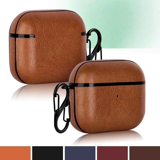Crazy Horse PU Leather Earbuds Protective Case for AirPods Pro 3 2 4 Keychain Earphone Cover Mini Bag Unique Creative